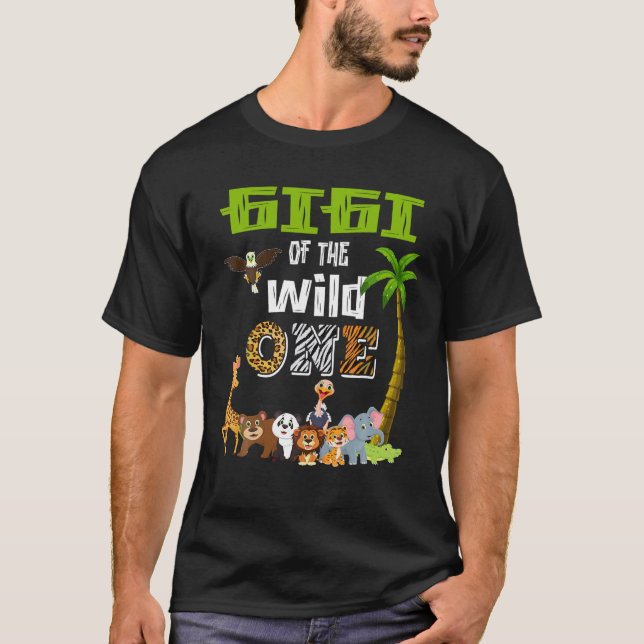 Gigi des wilden Zoos thematisierte das 1. Geburtst T-Shirt (Vorderseite)