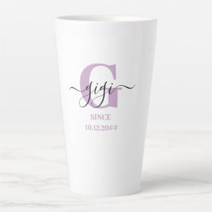 Gigi Elegant Schrift Monogramm Lila Weiß Milchtasse