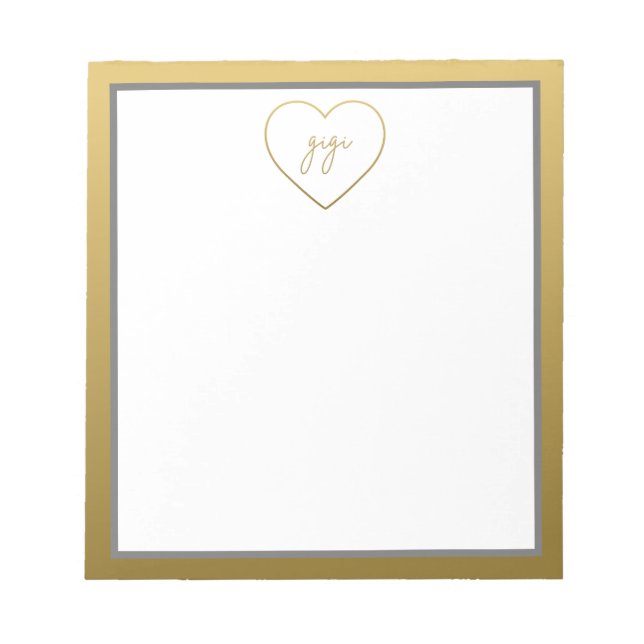 Gigi Elegante Golden Gradient Herzstück Notizblock (Vorderseite)