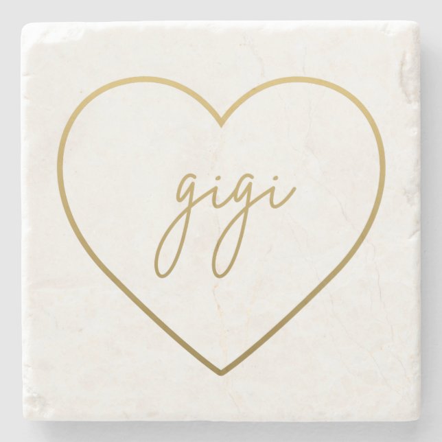 Gigi Elegante Golden Gradient Herzstück Steinuntersetzer (Vorderseite)