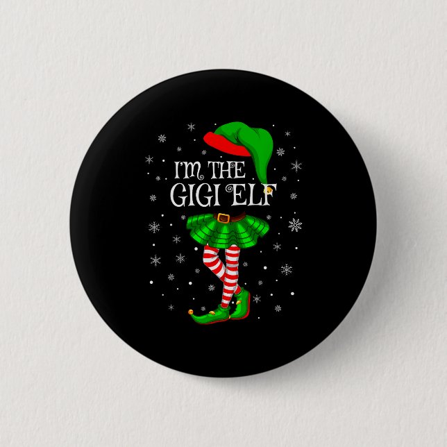 Gigi Elf Christmas Matching Family Women Girls Elf Button (Vorderseite)