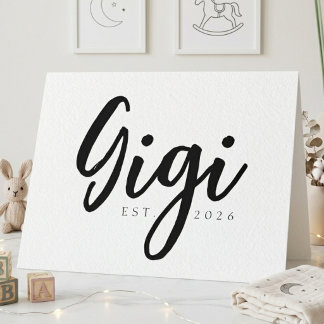 Gigi EST-Jahresankündigung Elegantes Skript Karte