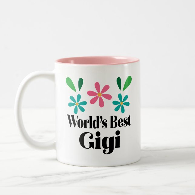 Gigi-Geschenk für Großmutter-Muttertag Zweifarbige Tasse (Links)