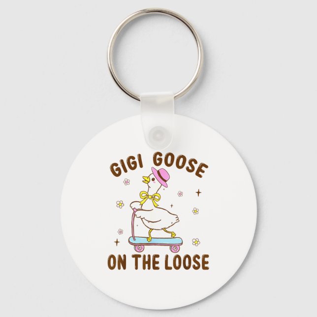 Gigi Goose On The Loose Funny Birthday Matching Fa Schlüsselanhänger (Vorderseite)