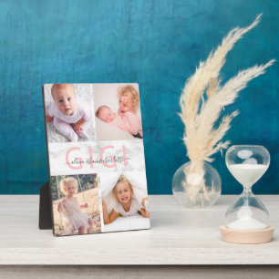 Gigi Grandkids Foto Collage Marmor Rosa Rosa Fotoplatte