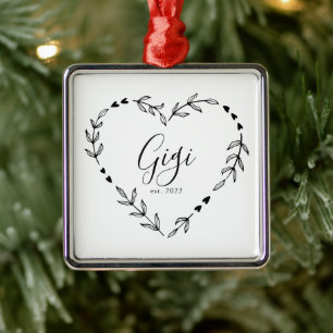 Gigi Jahr Est. Weihnachtskeramik-Ornament Ornament Aus Metall