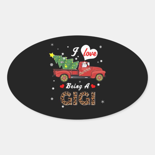 Gigi Lover | I Liebe als Gigi Weihnachtsbaum Ovaler Aufkleber (Vorderseite)