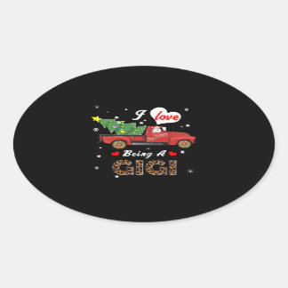 Gigi Lover | I Liebe als Gigi Weihnachtsbaum Ovaler Aufkleber