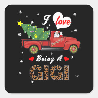 Gigi Lover | I Liebe als Gigi Weihnachtsbaum Quadratischer Aufkleber