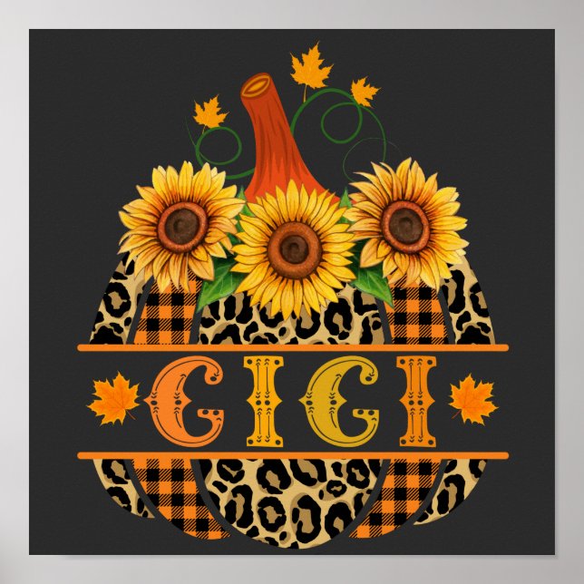 GiGi Pumpkin Leopard Print Sunflower Buffalo Karie Poster (Vorne)