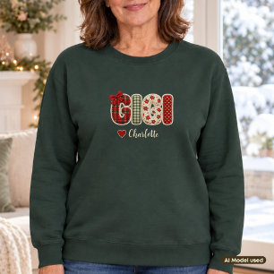 Gigi Weihnachten Faux-Patchwork-Enkelname Sweatshirt