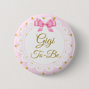Gigi, zum Babyparty-Rosa u. Goldknopf zu sein Button