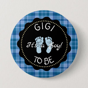 GIGI, zum blauer karierter Baby-Duschenknopf zu Button