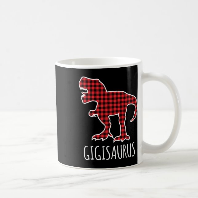Gigisaurus Buffalo Plaid Dinosaur Funny Matching C Kaffeetasse (Rechts)