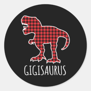 Gigisaurus Büffel Kariert Dinosaurier Lustig Passe Runder Aufkleber