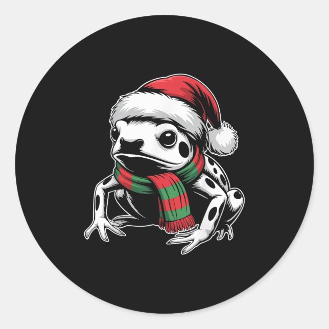 Giison Dart Frosch Xmas Weihnachtsmannmütze Scarf  Runder Aufkleber (Vorderseite)