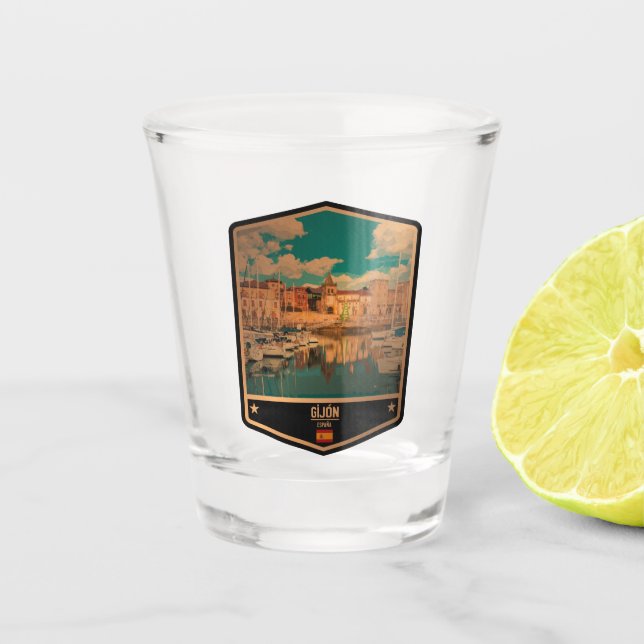 Gijón Schnapsglas (Vorderseite)