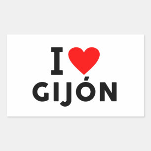 Gijon Spanien Liebesstadt Herz wie Reise Rechteckiger Aufkleber