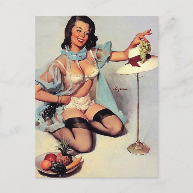 Gil Elvgren - geschmackvolles Design - Vintages Bu Postkarte (Vorderseite)