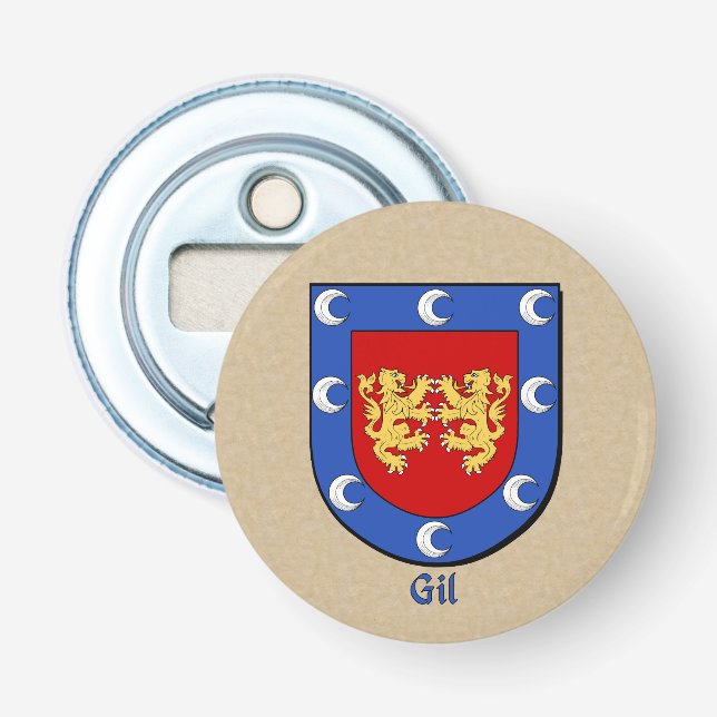 Gil Heraldic Arms on Parchstyle Back Flaschenöffner (Vorderseite)