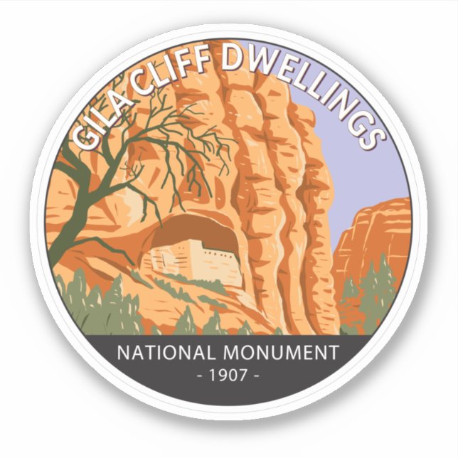 Gila Cliff Dwellings National Monument Circle Aufkleber (Vorderseite)