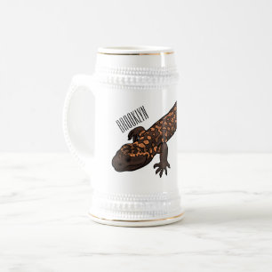 Gila Monster Cartoon Illustration Bierglas