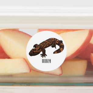 Gila Monster Cartoon Illustration Etiketten