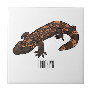 Gila Monster Cartoon Illustration Fliese