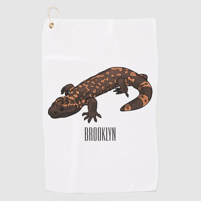Gila Monster Cartoon Illustration Golfhandtuch (Vorderseite)