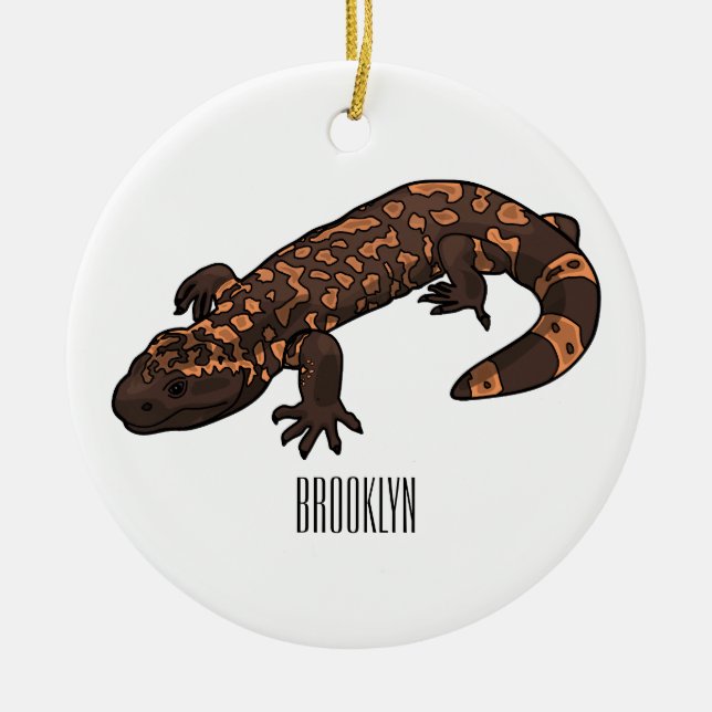 Gila Monster Cartoon Illustration Keramik Ornament (Vorne)
