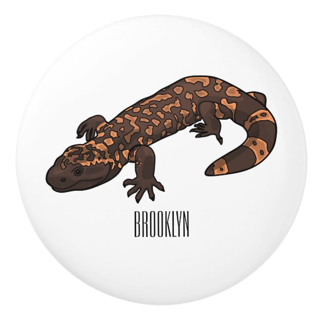 Gila Monster Cartoon Illustration Keramikknauf (Vorderseite)