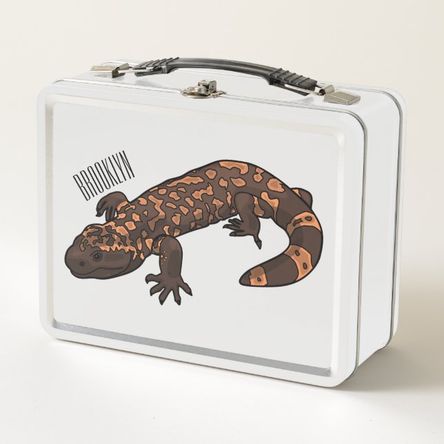 Gila Monster Cartoon Illustration Metall Brotdose (Vorderseite)