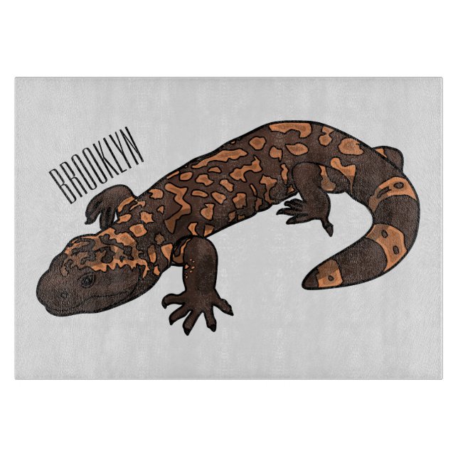 Gila Monster Cartoon Illustration Schneidebrett (Vorderseite)