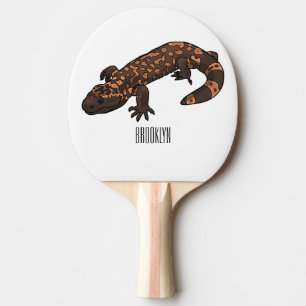 Gila Monster Cartoon Illustration Tischtennis Schläger