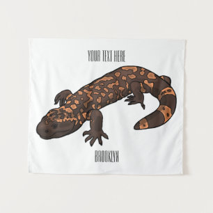 Gila Monster Cartoon Illustration Wandteppich