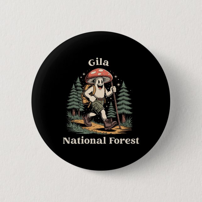 Gila National Forest New Mexico Hiking Mushroom Va Button (Vorderseite)
