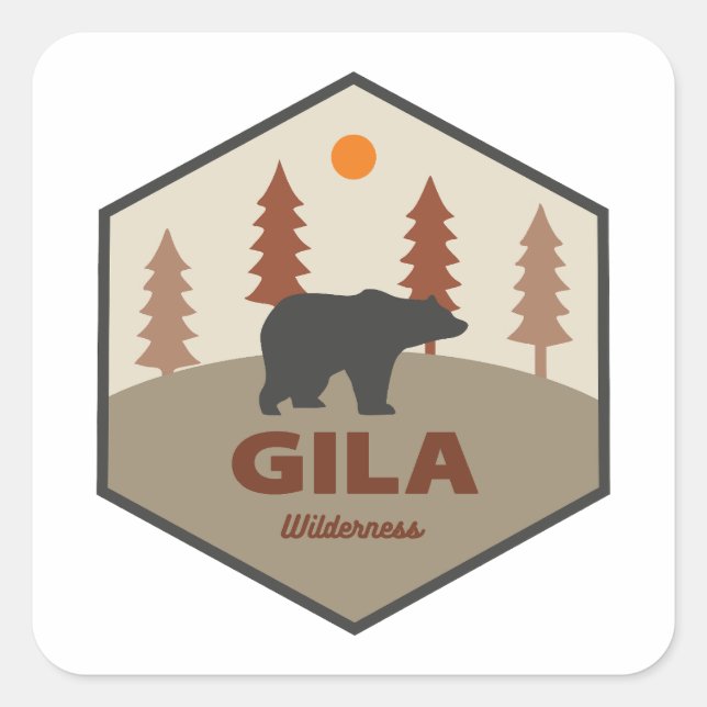 Gila Wilderness New Mexico Bear Quadratischer Aufkleber (Vorderseite)