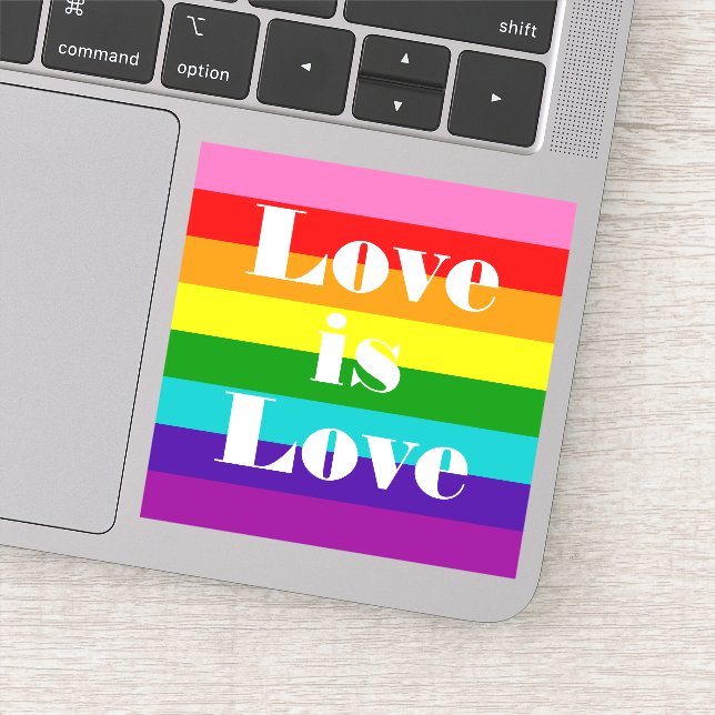 Gilbert Baker Gay Pride Flag Liebe ist Liebe Aufkleber (Detail)