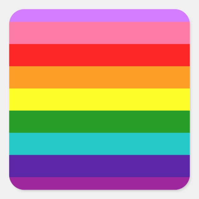 Gilbert Baker’s 9-Stripe Rainbow Flag  Quadratischer Aufkleber (Vorderseite)