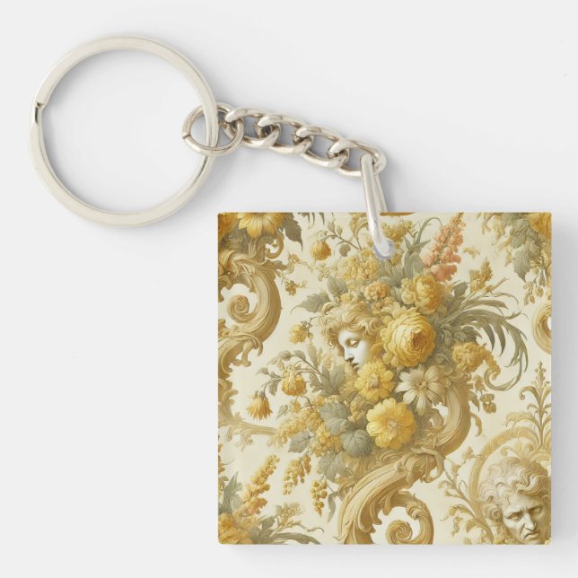 Gilde Gold - Barockblumenkissen Schlüsselanhänger (Vorderseite)
