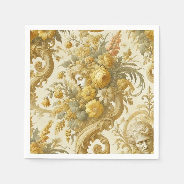 Gilde Gold - Barockblumenkissen Serviette (Vorderseite)