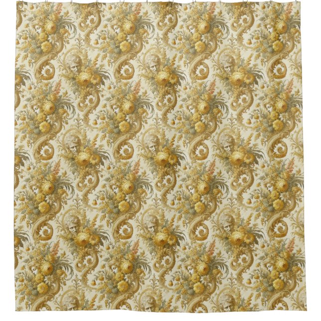 Gilde Gold - Barocke, florale Gotik Duschvorhang (Vorderseite)