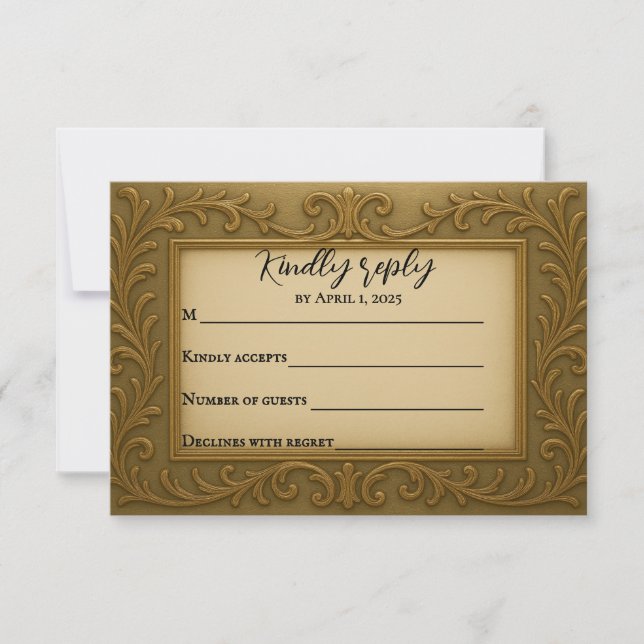 Gilde in Gold Wedding RSVP Card (Vorderseite)