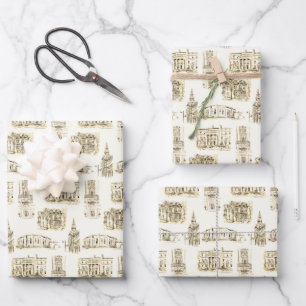 Gilded Age Architecture Buffalo NY Pen & Ink Wrapp Geschenkpapier Set