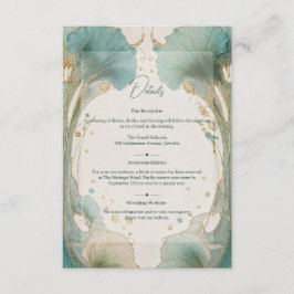 Gilded Age Art Nouveau Türkis und Goldene Hochzeit Begleitkarte