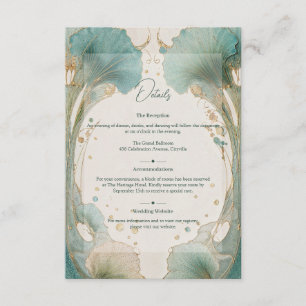 Gilded Age Art Nouveau Türkis und Goldene Hochzeit Begleitkarte