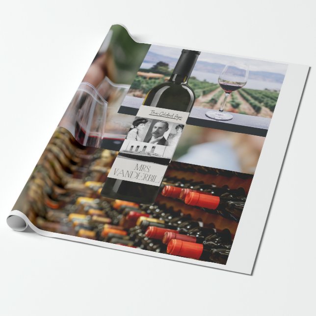 Gilded Age Wine Themed Wrapping Papper Geschenkpapier (Ungerollt)