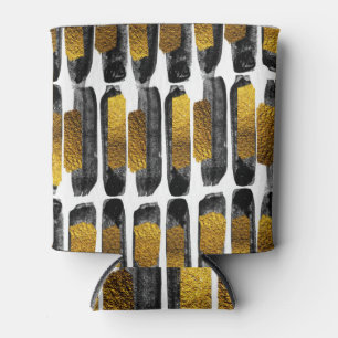 Gilded Artistry: Black & Gold Abstrakt Dosenkühler