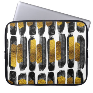 Gilded Artistry: Black & Gold Abstrakt Laptopschutzhülle