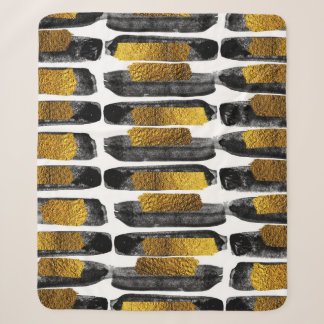 Gilded Artistry: Black & Gold Abstrakt Sherpadecke
